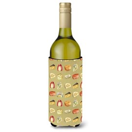 Caroline's Treasures BB5199LITERK Cheeses Wine Bottle Hugger Bottle Cooler Sleeve Hugger Machine Washable Collapsible Insulator Beverage Insulated Holder