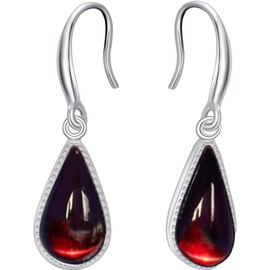 Baltic Cherry Amber Earrings for Women, 925 Sterling Silver Drop Earrings, Dangle Amber Earrings with Unique Design