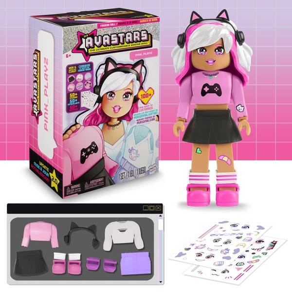 My Avastars Fashion Doll - Pink_Playz with 2 Outfits and 100+ Ways to Customize