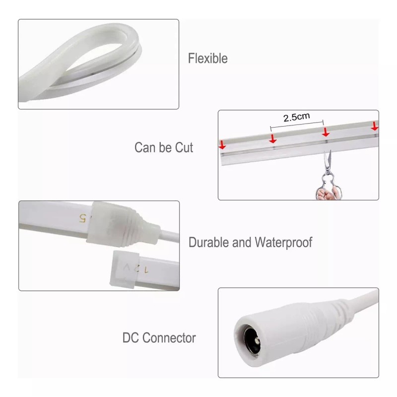 Tutu 5m Tira De Neón Impermeable Flexible Luces Led De