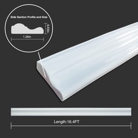Colamo 16.4FT White Peel and Stick Trim Caulk Strip,Flexible Self Adhesive Moldings & Trims for Wall/Mirror/Ceiling/Window and Door Frame,Stick on Backsplash Tile Trimming, Sticky Edge,Side Body Trim