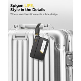 Spigen Life Suitcase Tag LF510 Luggage Tag with Magnetic Closure Address Tag for Travel Bags, Suitcases and Hand Luggage (Pack of 1) - Black