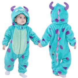 MUST ROSE SPORTS AND HOMEWEAR Unisex Baby Flannel Romper Animal Onesie Costume Hooded Cartoon Outfit Suit (horns, 70(0-5M)