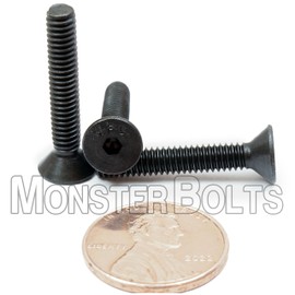 MonsterBolts - #8-32 x 1" Flat Head Socket Cap Screws, ASTM F8356, Alloy Steel, Black Oxide, 50 Pack