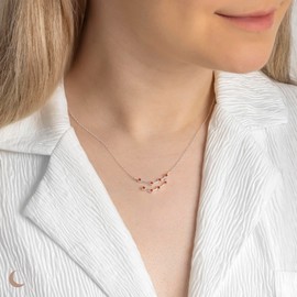 Amberta Women 925 Sterling Silver Constellation Necklace with Cubic Zirconia Birthstone – Silver Zodiac Necklace CZ: Capricorn Constellation Necklace with Simulated Garnet Birthstone