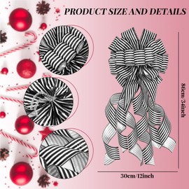 Christmas Tree Decoration set Include Christmas Tree Topper Bow, Decorative Strips Ribbon, Christmas Tree Skirt with Annual Ring for Farmhouse, Wreath Crafts Decorations(Classic Style, 31.5 Inch)