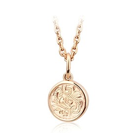 Hawaiian Pendant by Austaras - Coin Necklace Pendant for Women and Men. 316L Stainless Steel Rose Gold Plated Engraved with Hibiscus Flower Hypoallergenic Jewelry with Expandable Chain