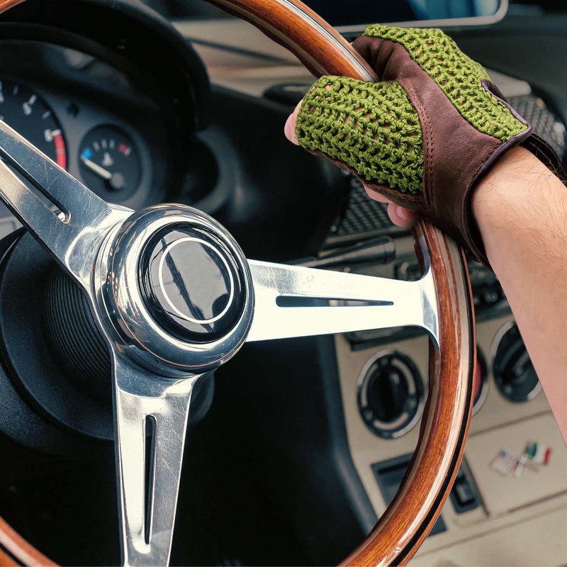 Adapter Universe Driver's Gloves Retro Vintage Leather Fingerless Driving Gloves