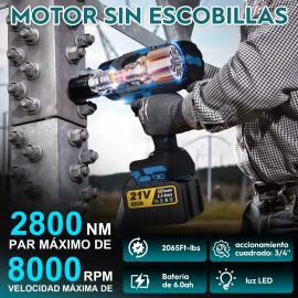 3/4'' Llave Impacto Inalámbrica Sin Escobillas Gisam W4030