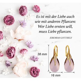 925 Silver Hanging Earrings with Austrian Crystal - Jewellery for Women and Girls - Pendant Earrings Ideal for Gifts for Women Ladies Silver Gold-Plated 24, Sterling Silver, Crystal