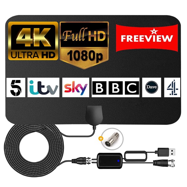 TV Aerial, Indoor TV Aerial with 250+ Miles Range for