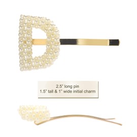 Spinningdaisy Imitation Pearl Initial Cuddling Hair Pin D Gold