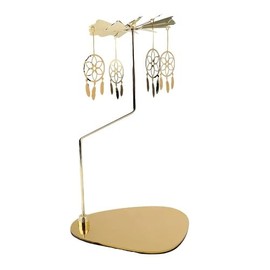 Portavelas giratorio dorado, carrusel giratorio de atrapasueños en bandeja de metal, centro de mesa para decoración del hogar (atrapasueños)