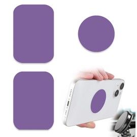 Phone Magnets for Back of Phone, Universal Metal Plates, 2 Rectangular and 2 Round with Adhesive, car Phone Magnets (Purple)