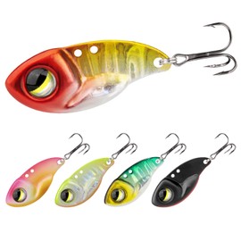 TRUSCEND Fishing Lures Bass, Metal Blade Bait Jigs Walleye Trout Fishing Lures for Freshwater, Salmon Musky Pike Jigging Spoon Flutter Swimbaits, Fishing Gifts for Men