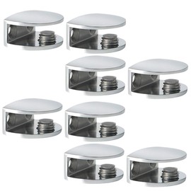 SAYAYO Glass Shelf Brackets Adjustable, Heavy Duty Clamp Holder for 8-10 mm Wood/Glass Shelves, Wall Mount Railing Polished Chrome, 8Pcs