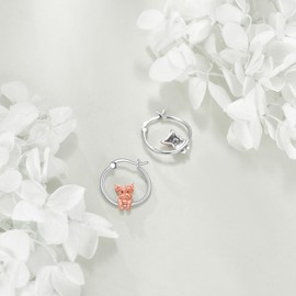 Yorkie Earrings Sterling Silver S925 Yorkie Schnauzer Dog Hoop Earrings Yorkie Puppy Jewelry Yorkshire Terrier Gifts For Women Lover