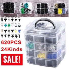 Unbranded 620 Pcs Plastic Auto Fasteners Clip Bumper Fender Repair Parts Kit 24 Kinds NEW