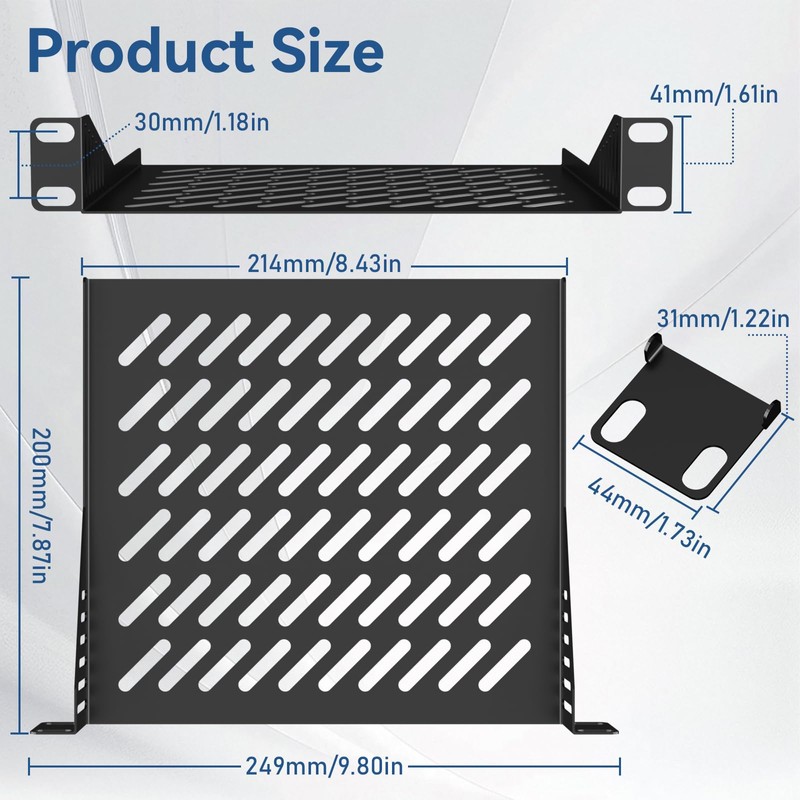 10 inch 1U Server Rack Shelf, Ventilated rack-mounted cantilever tray