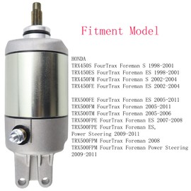 STABSOLI Starter Motor & Solenoid Relay & Ignition Switch for Honda FourTrax Foreman TRX450S ES FE FM 1998-2004, TRX500FE FM TM FPE FPM 2005-2011, 31200-HM7-003, 31200-HM7-A41