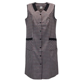 Schuerzenfabrik Button Gown Women's Mixed Fabric Checked Apron Sleeveless Cooking Apron Smock Apron, Design 8