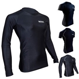 MRX BOXING & FITNESS Men’s Compression Shirts Athletic Gym Training Workout Rash Guard Full Sleeve Base Layer Top Black Medium