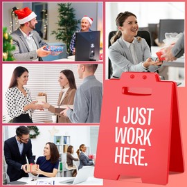 Funny Desk Sign | Cute Office Cubicl Decor | "I Just Work Here" | Humorous Gift for Coworkers, Boss, Manager, or Just for Yourself | Fun Office Desk Accessories for Women