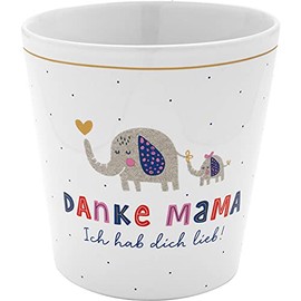 H:PPY Life Flower Pot with Thank You Motif, Stoneware Flower Pot, Height 10.5 cm, with Gift Bandole, Gift Flowers, Birthday, 47526