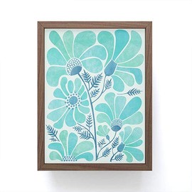 Society6 Modern Tropical Himalayan Blue Poppies II Mini Print, Walnut Frame