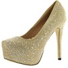 Eye Candie Womens Fashion Shiny Platform Pump,Gold,7