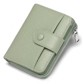 GAEKEAO Small Wallet for Women RFID Blocking Credit Card Holder Bifold Zipper Pocket Wallet with ID Window