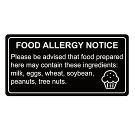500PCS 1x2'' Black Removable Food Allergy Warning Labels Allergies Restaurant Food Labels Self Adhesive Stickers