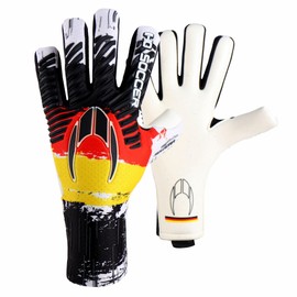 HO Soccer Pro Evolution Squadra Negative Germany Unisex Adult Goalkeeper Gloves, Red/Yellow/Black, Size 10
