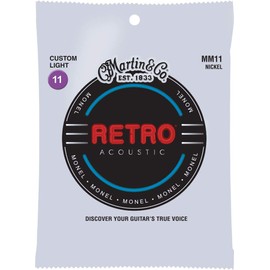 Martin Retro Acoustic Guitar Strings,11-52 Custom-Light-Gauge Monel, Nickel (6 str)
