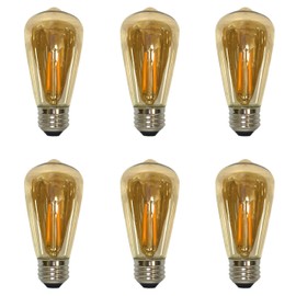 Royal Designs, Inc. LB-1507-6 Vintage Dimmable Edison Light Bulbs with E26 Medium Base, 4W LED Equivalent 40W Incandescent, Straight Tubular Shape, Golden Smoke, 6-Pack