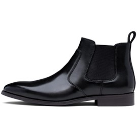 Jousen Men's Chelsea Boots Polished Premium Leather Ankle Dress Boots Classic Retro Slip On Boots for Men(AMY8177A black 11.5)