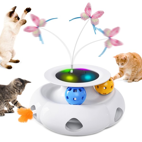 Xuyub Xuyub Cat Toys 3in1 Interactive Moving Ambush Feather, Spinning