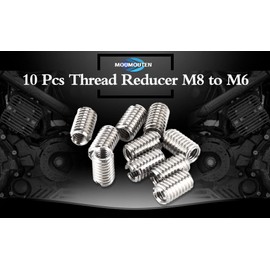 Thread Inserts, 10 Pcs Thread Reducer M8 to M6, Threaded Insert Inner M6*1.0 Outer M8*1.25 Length 15MM Male Female Reducing Nut, Stainless Steel Hardware Repair Tool