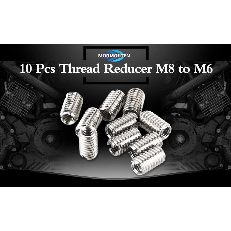 Thread Inserts, 10 Pcs Thread Reducer M8 to M6, Threaded