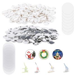 500 Sets 25mm/1 Inch Button Maker Supplies, 58mm Round Button Parts for Button Maker Machine, Badge Making Supplies Including Metal Covers, Plastic Back Covers, Blank Paper and Clear Plastic Film