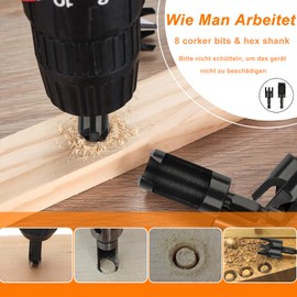 8-Piece Tenon Drill Set, Carbon Steel Tenon Cutter Set, for Drilling Hole, Wooden Dowels for Drill, Wood Plug Cutter Drill Set, 6 mm, 10 mm, 13 mm, 16 mm