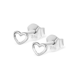 Sreema London Sterling Silver Heart Stud Earrings