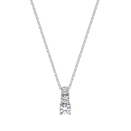 Beyond Brilliance Sterling Silver Round Cut Lab Created White Sapphire Prong Set 3 Stone Drop Pendant Necklace for Women | 18" Cable Chain | Gift Box Included