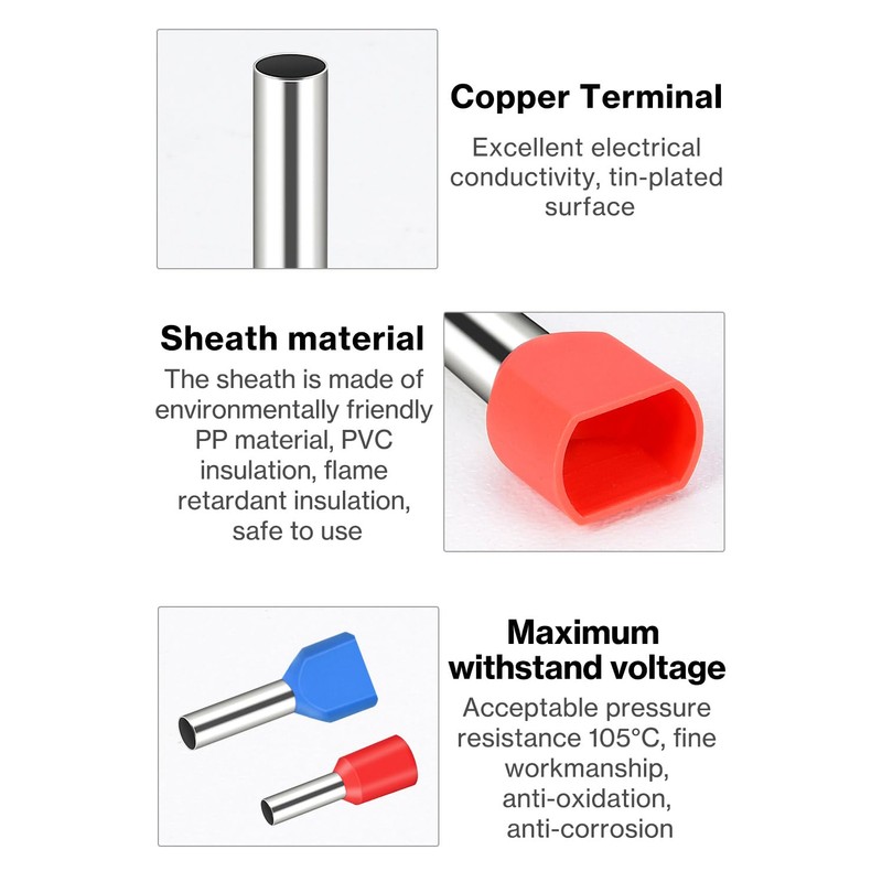 Lytool Wire-Ferrule Kit 1200pcs:Ferrule-Connectors, Double Ferrules Terminal Set, Insulated Ferrule
