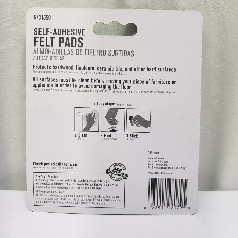 ACE Self Adhesive Felt Pads HEAVY DUTY Brown 3/4" dia.