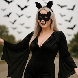 Vaulted Skulls & Co Black Bat Eye Mask | Bat Costume Masks | Superhero Mask | Bat Costume | Masquerade Party Masks | Black | Elastic Band | Unisex