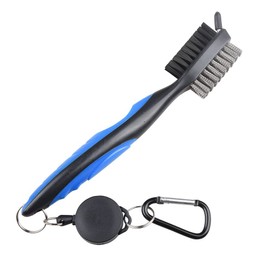 Muka Dual-Sided Golf Club Cleaning Brush with Retractable Clip and Carabiner-Blue