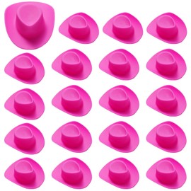 50 Pieces Mini Western Cowboy Cowgirl Hat - Plastic Miniature Hat for Crafts, Doll Dress Up - Pink, Small
