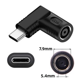 chenyang USB C 65W Connector,DC Jack 7.9x5.4mm Input to USB Type C 90 Degree Angled Power Plug Charge Adapter for Laptop Phone