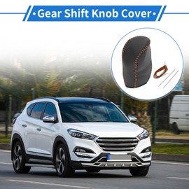 VekAuto 1 Pc Gear Shift Knob Cover for Hyundai Tucson 2010-2013 Anti-Slip Faux Leather Black Brown Stick Shifting Handle Protector